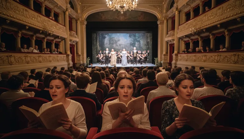 Illustration of libretto: The text of an opera or musical composition.