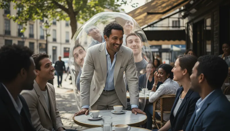 Illustration of reality distortion field: a persuasive environment altering perceptions