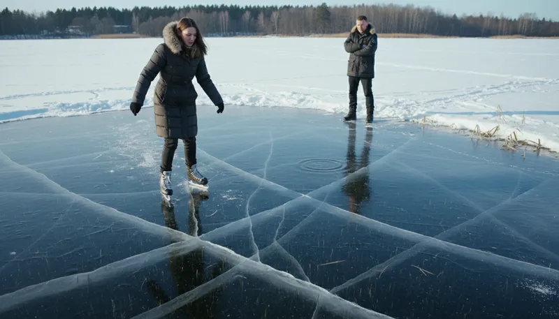 Illustration of skate on thin ice: engage in risky behavior