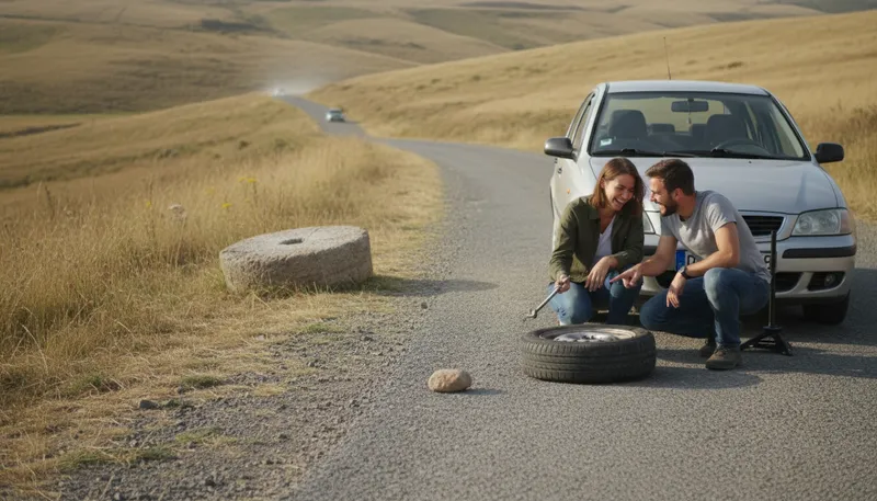Illustration of bump in the road: A minor obstacle or setback.