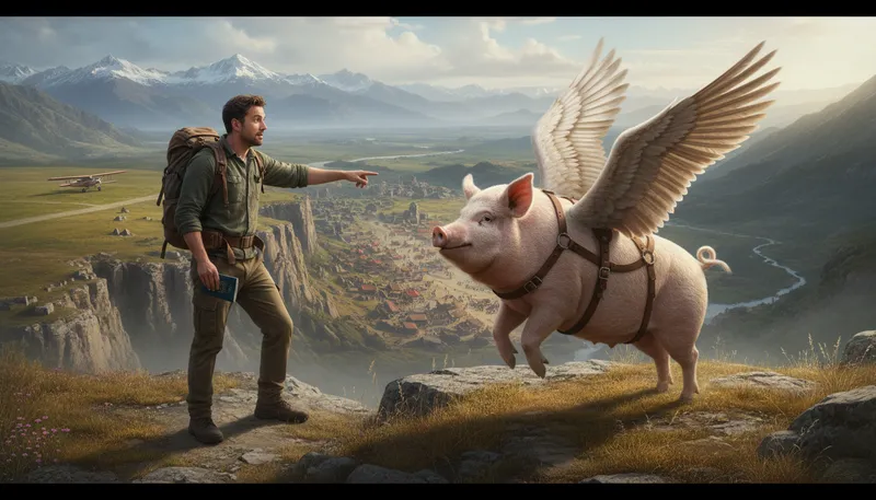 Illustration of if pigs had wings: Used to express something impossible.