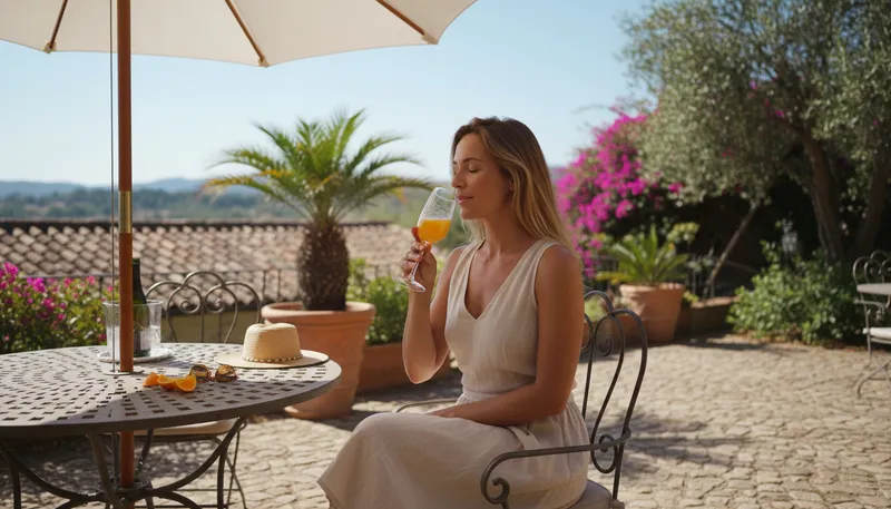 Illustration of mimosa: A cocktail made with champagne and orange juice.
