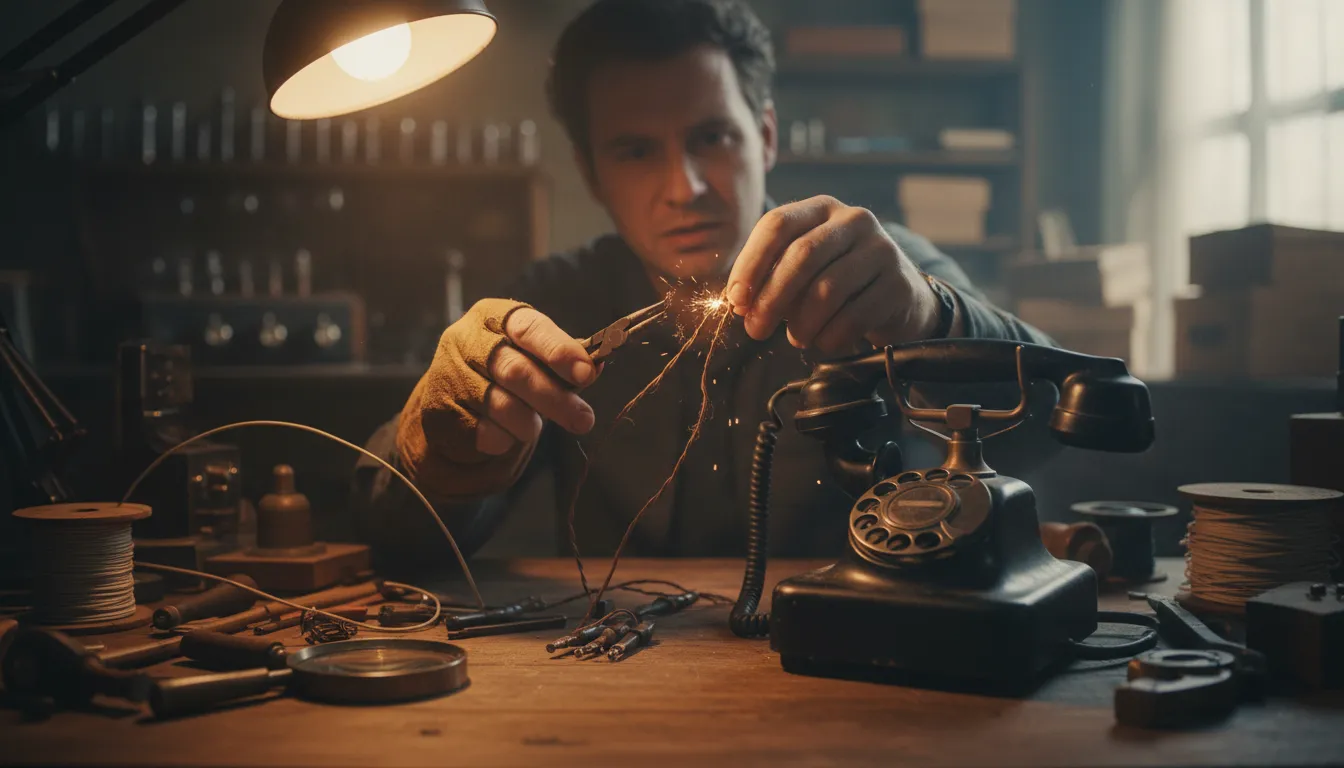 Illustration de tickle the wire : to play with something risky or delicate
