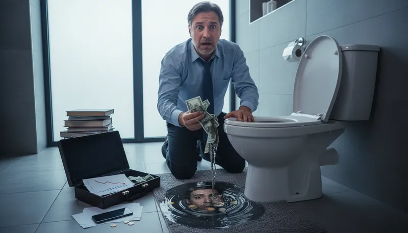 Illustration of in the toilet: in a very bad or hopeless condition.