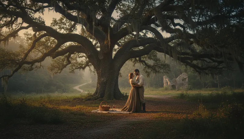 Illustration of tryst: A secret meeting between lovers.
