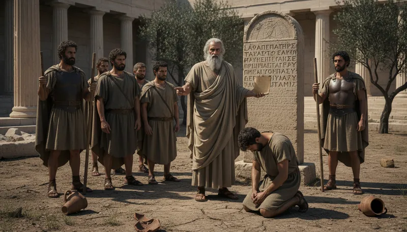 Illustration of draco: an ancient Athenian legislator known for severity