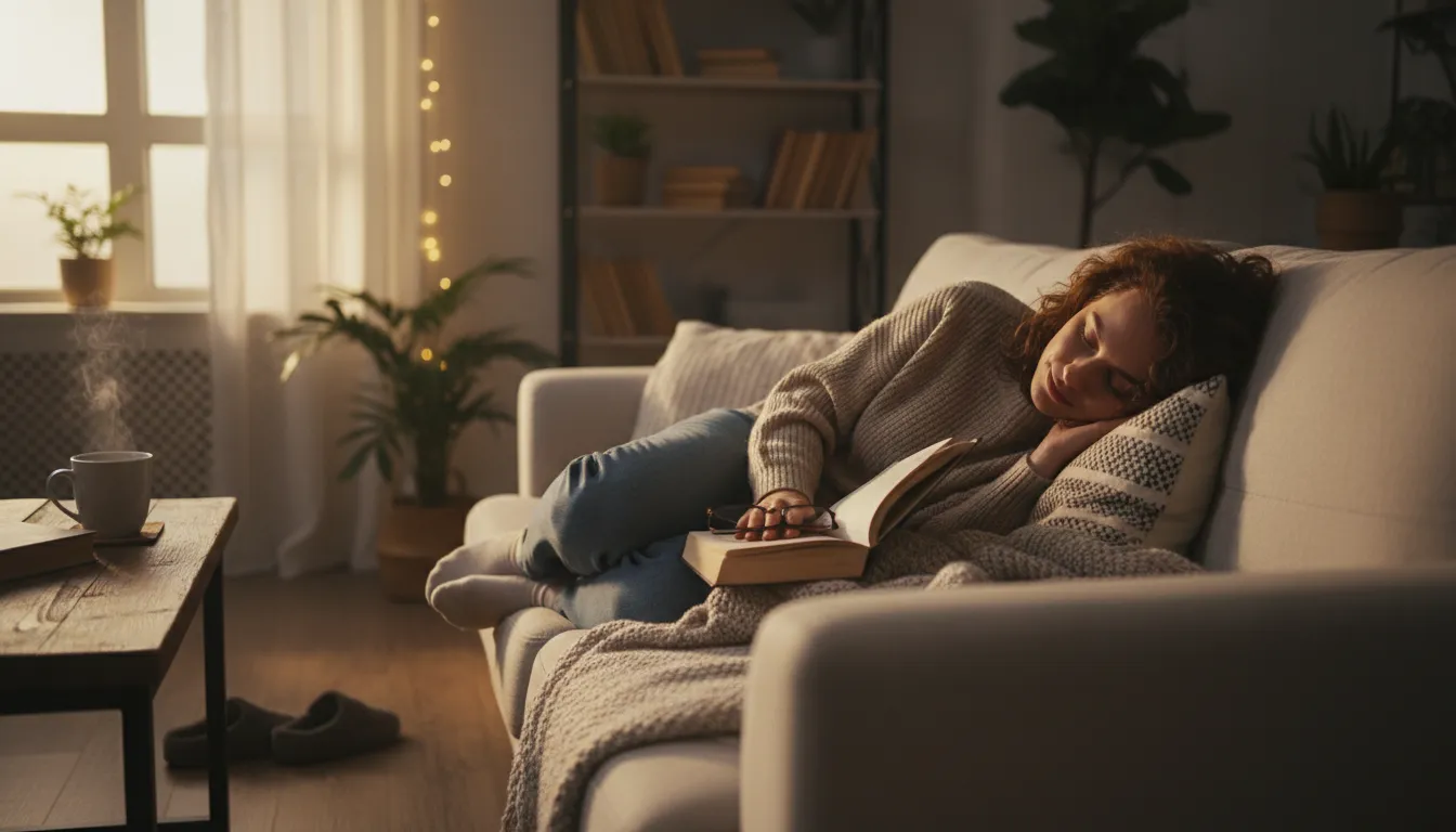 fall asleep 일러스트: Begin to sleep.