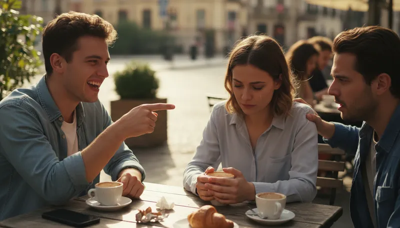 Illustration of mockery: Teasing or making fun of someone.