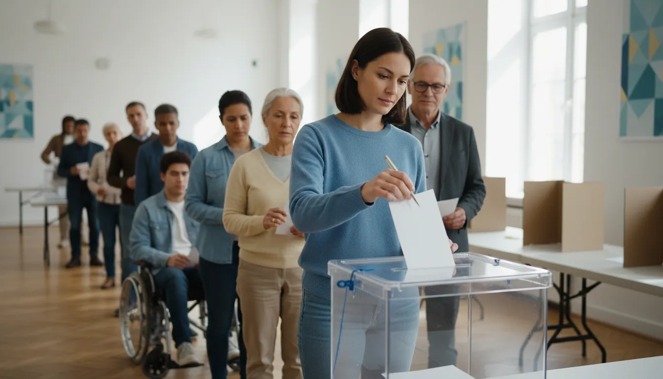 Hình minh họa cho cast one's vote: to formally express a choice in an election