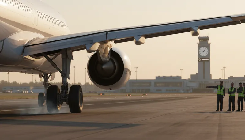 Illustration of touchdown: the act of landing
