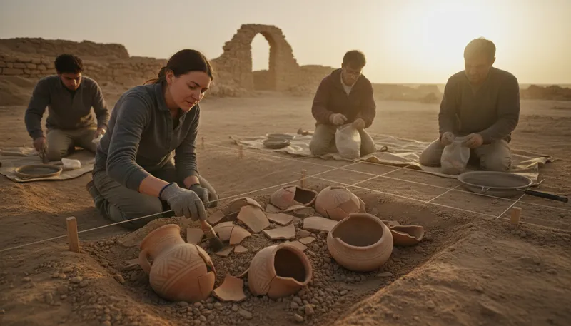 Illustration of archeological: Related to the study of ancient human history.