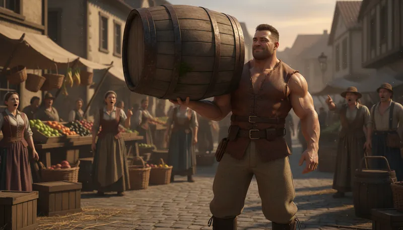 Illustration of strongman: A person with exceptional physical strength.
