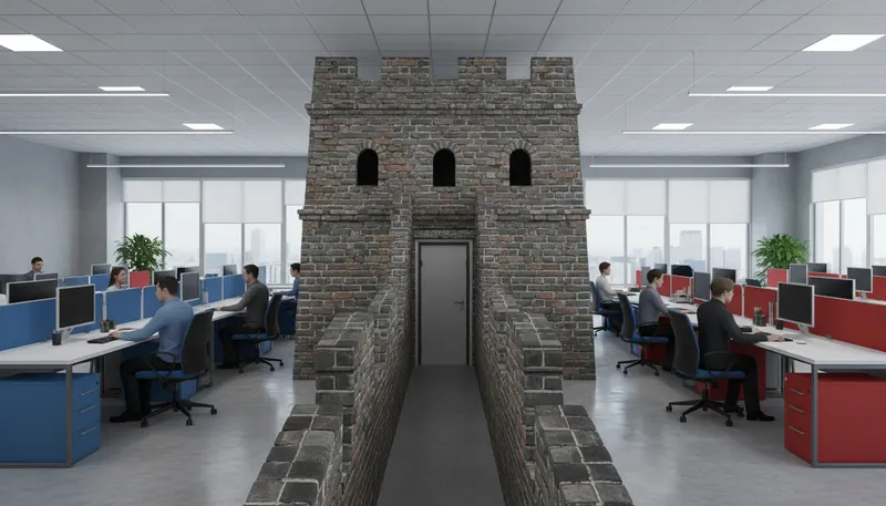 Illustration of chinese wall: A barrier to prevent conflicts of interest.