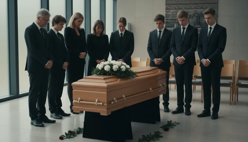 Illustration of coffin: A box for burying a dead person.