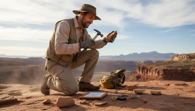 Illustration of geologist: A scientist who studies the Earth.