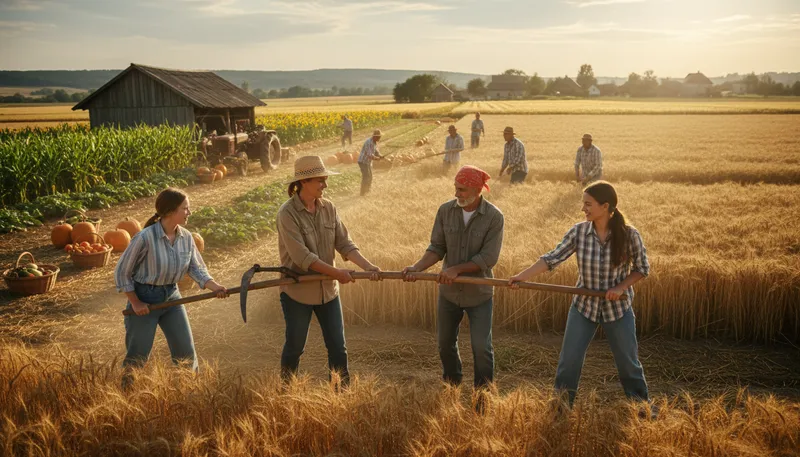 Illustration of cooperative: Working together for a common goal.
