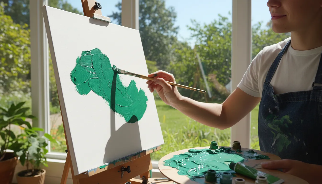 Illustration von green: The color of grass or leaves.