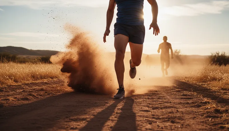 Illustration of leave someone in the dust: to surpass someone quickly and decisively.