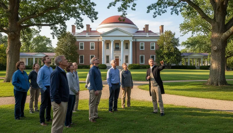 Illustration of monticello: historic estate of Thomas Jefferson in Virginia.