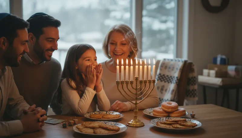 Illustration of happy hanukkah: A greeting for the Hanukkah holiday.