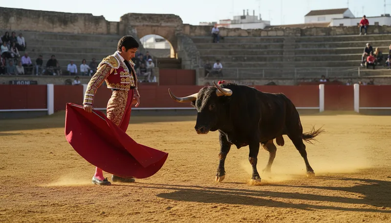 Illustration of matador: A bullfighter who performs in a bullring.