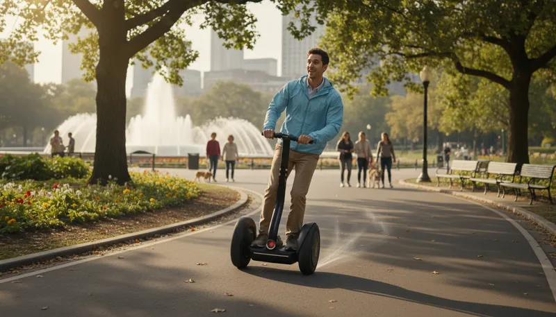 Illustration of segway: A two-wheeled personal transportation device.