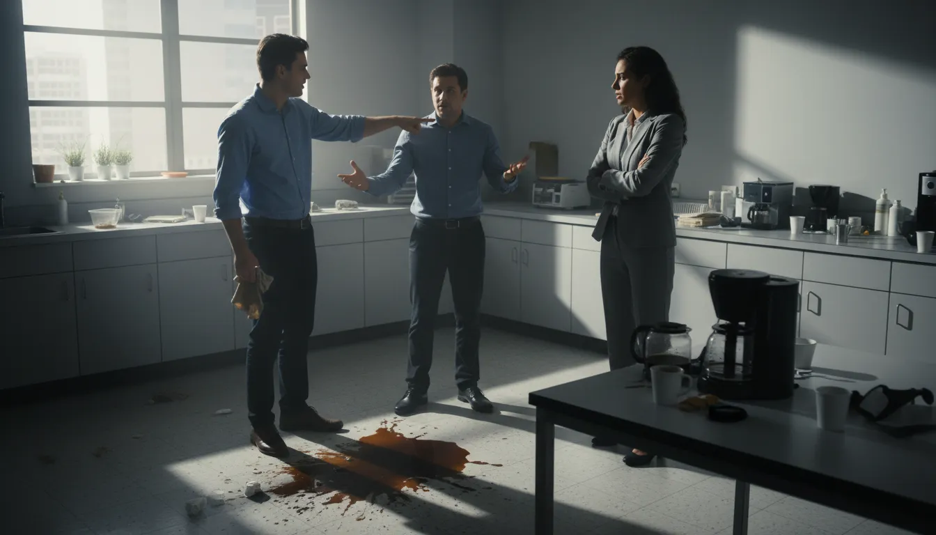 who shot John 일러스트: An argument about who is to blame.