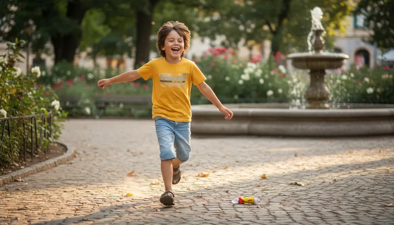 Illustration of in short pants: referring to a child or youth