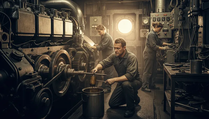 Illustration of oilers: people who oil machinery