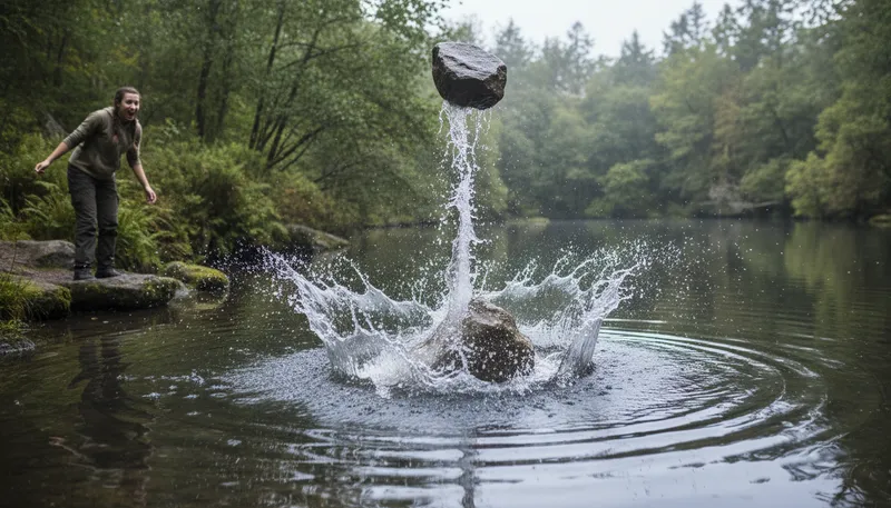 Illustration of splash: a sound made by something striking a liquid
