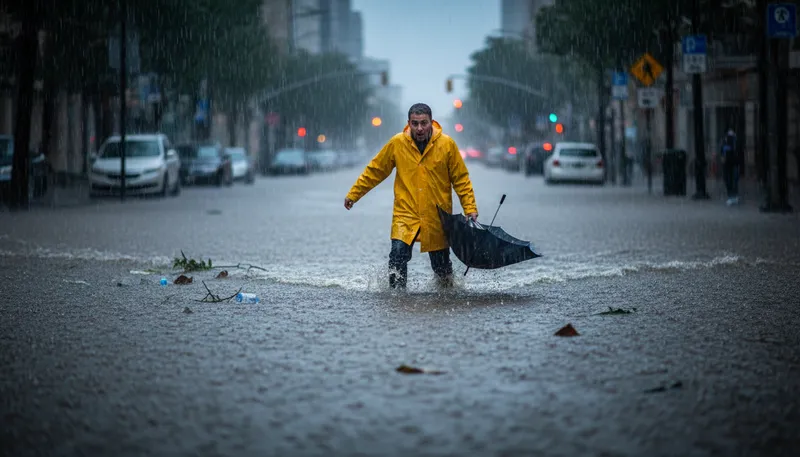 Illustration of torrential: Relating to heavy rain or downpour.
