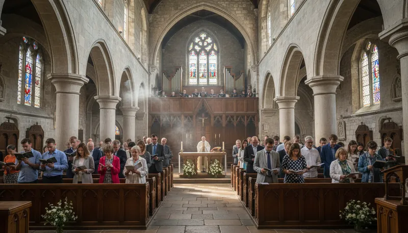 Illustration of liturgy: A form of public worship or ritual.