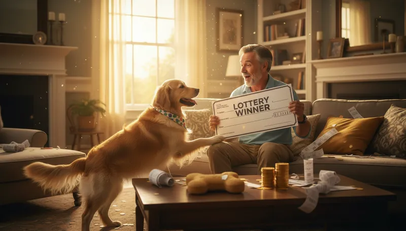 Illustration of lucky dog: A person who is fortunate.