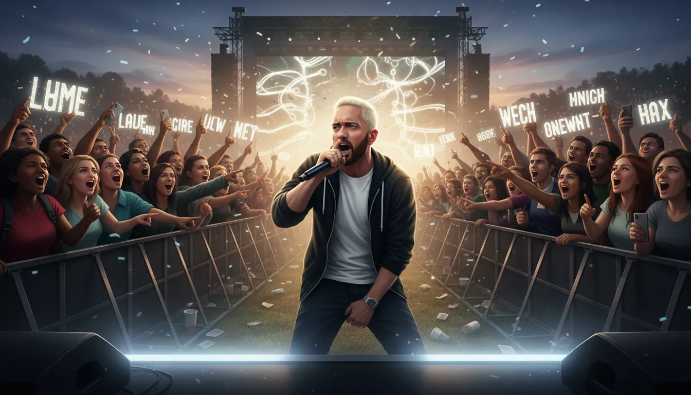 Illustration von Eminem: A famous American rapper and songwriter.