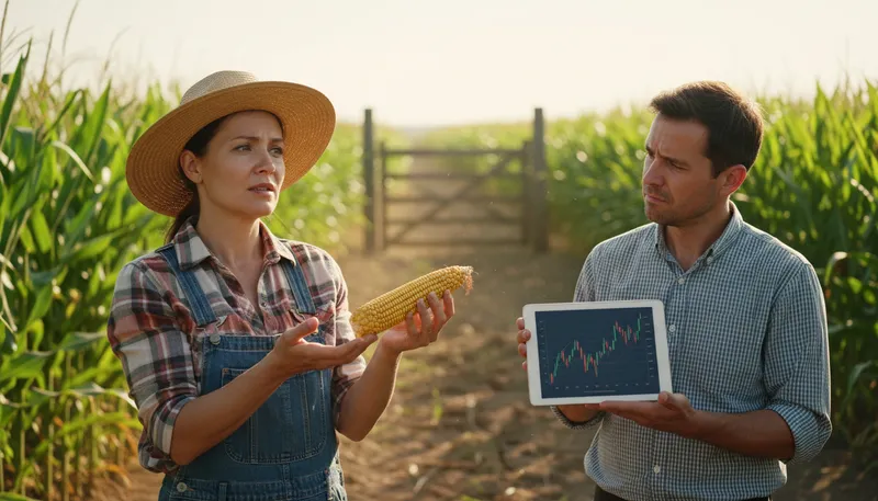 Illustration of what does that have to do with the price of corn: It questions relevance to the main topic.