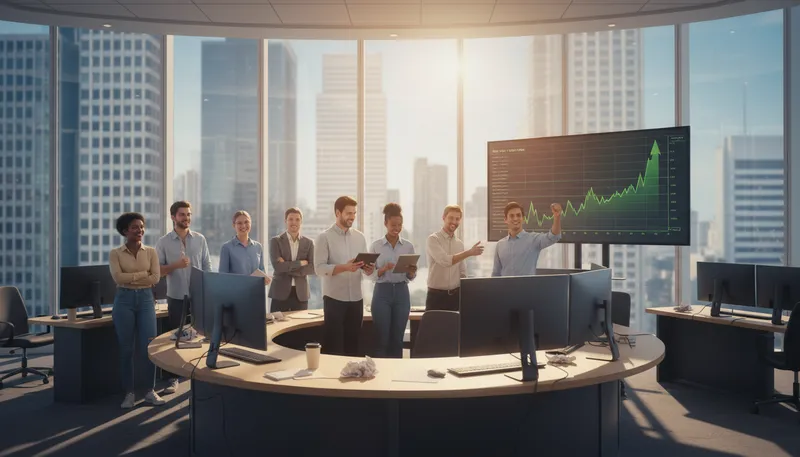 Illustration of bullish: Confident about rising market prices.