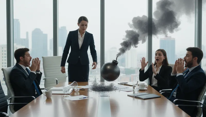 Illustration of drop a bombshell: to reveal shocking news suddenly