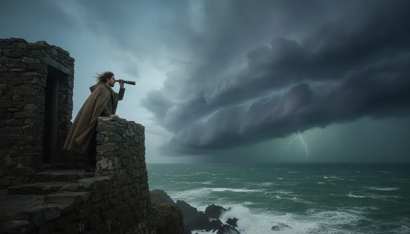 Illustration of lookout: A person watching for danger or trouble.