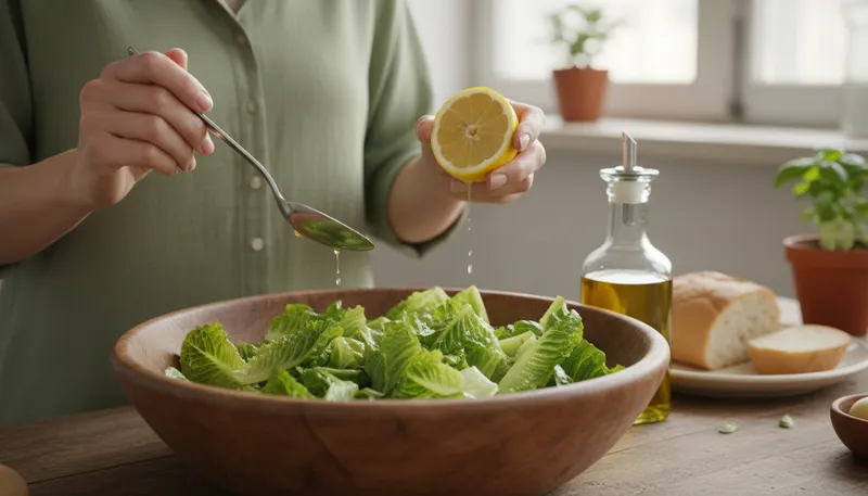 Illustration of romaine: A type of crisp lettuce used in salads.