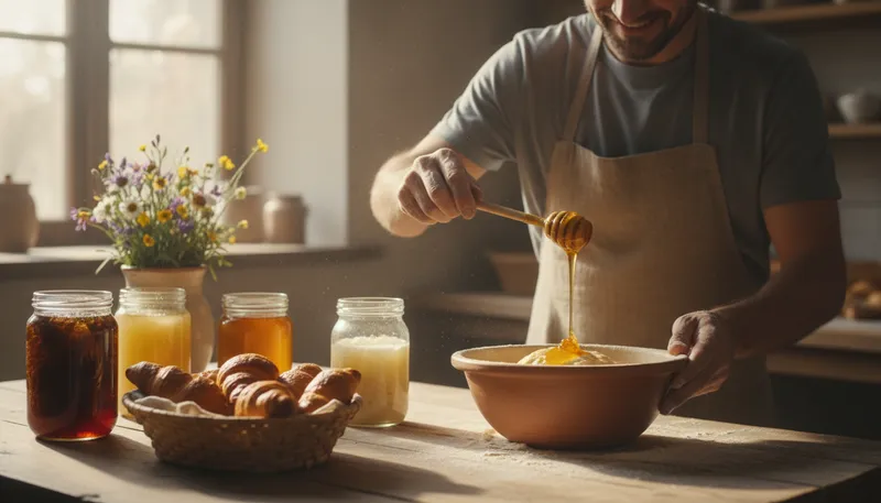 Illustration of sweetener: A substance that adds sweetness to food.