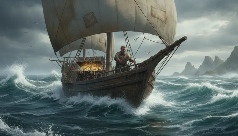 Illustration of sinbad: A character known for adventurous sea voyages.