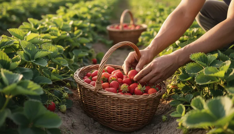 Illustration of picker: A person who gathers fruits or items.