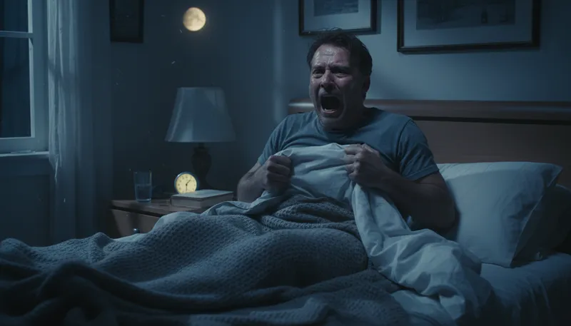Illustration of nightmare: a frightening dream that causes fear.