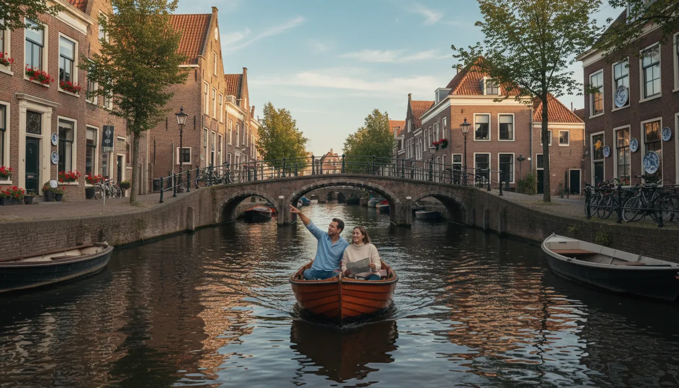 ภาพประกอบของ Delft: A city in the Netherlands known for pottery.