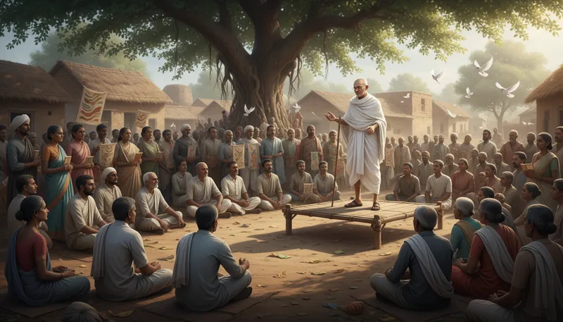 Illustration of mahatma: An honorific meaning 'great soul'.