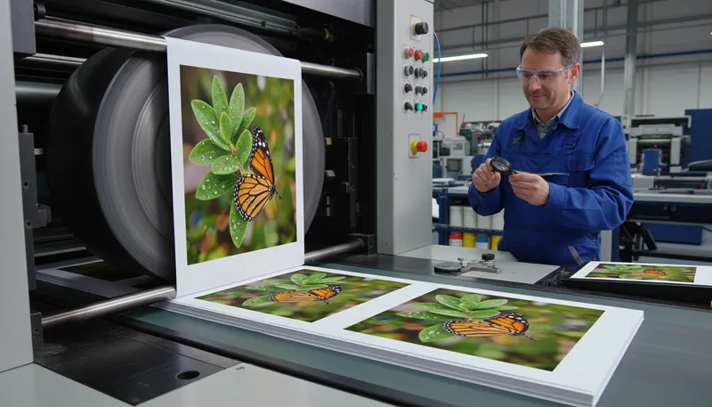 Illustration of offset: a printing technique using flat surfaces