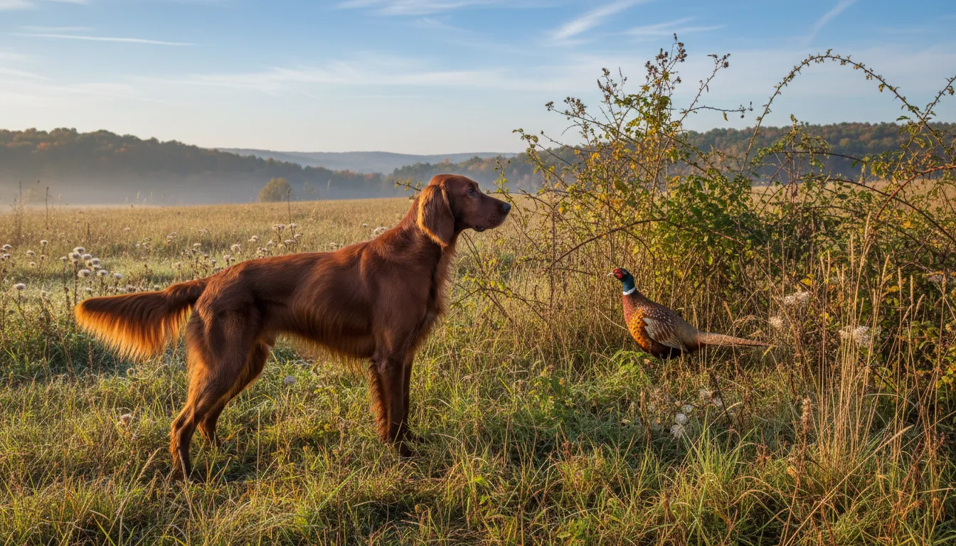 Ilustração de setter: A dog trained to locate game birds.