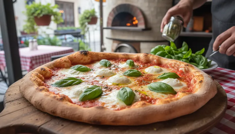 Illustration of margarita: type of pizza with a simple topping