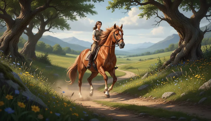 Illustration of trot: A slow, steady run or movement.