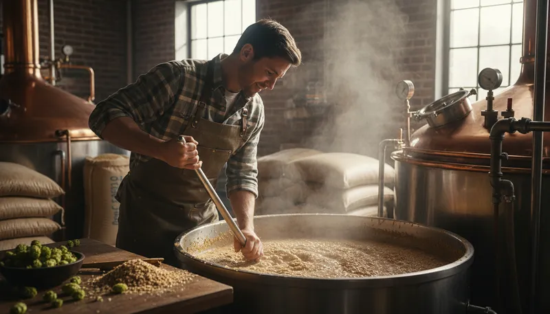 Illustration of mash: a mixture of grains for brewing